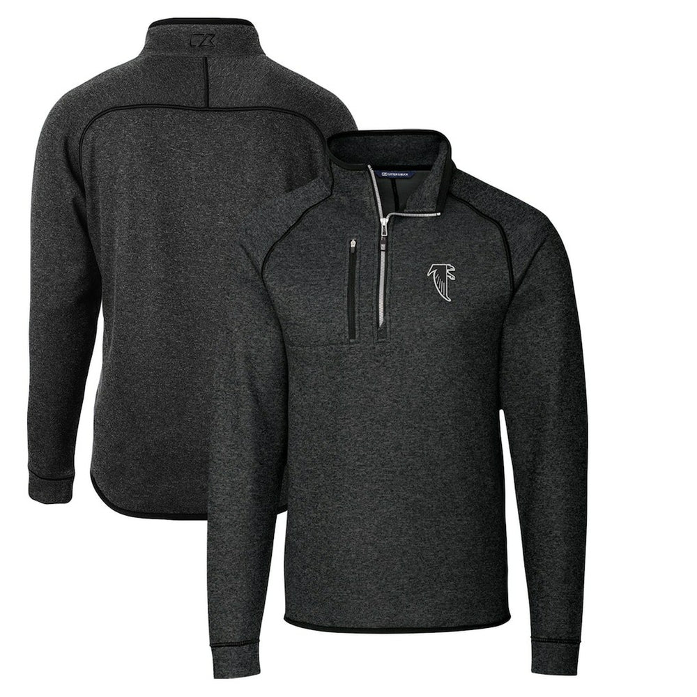 Atlanta Falcons Cutter & Buck Throwback Logo Mainsail Sweater-Knit Half-Zip Pullover Jacket - Heather Charcoal - NFL