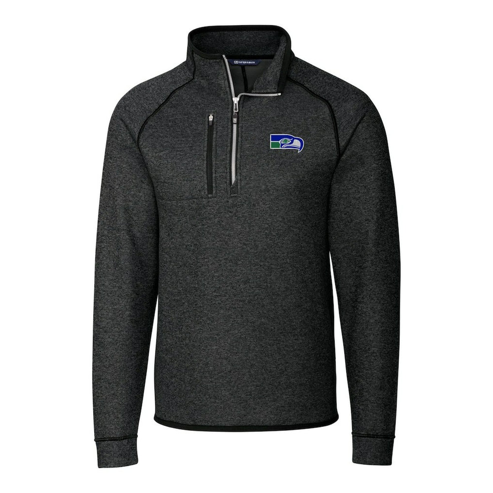 Seattle Seahawks Cutter & Buck Throwback Logo Mainsail Sweater-Knit Half-Zip Pullover Jacket - Heather Charcoal - NFL