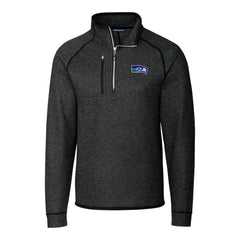Seattle Seahawks Cutter & Buck Throwback Logo Mainsail Sweater-Knit Half-Zip Pullover Jacket - Heather Charcoal - NFL