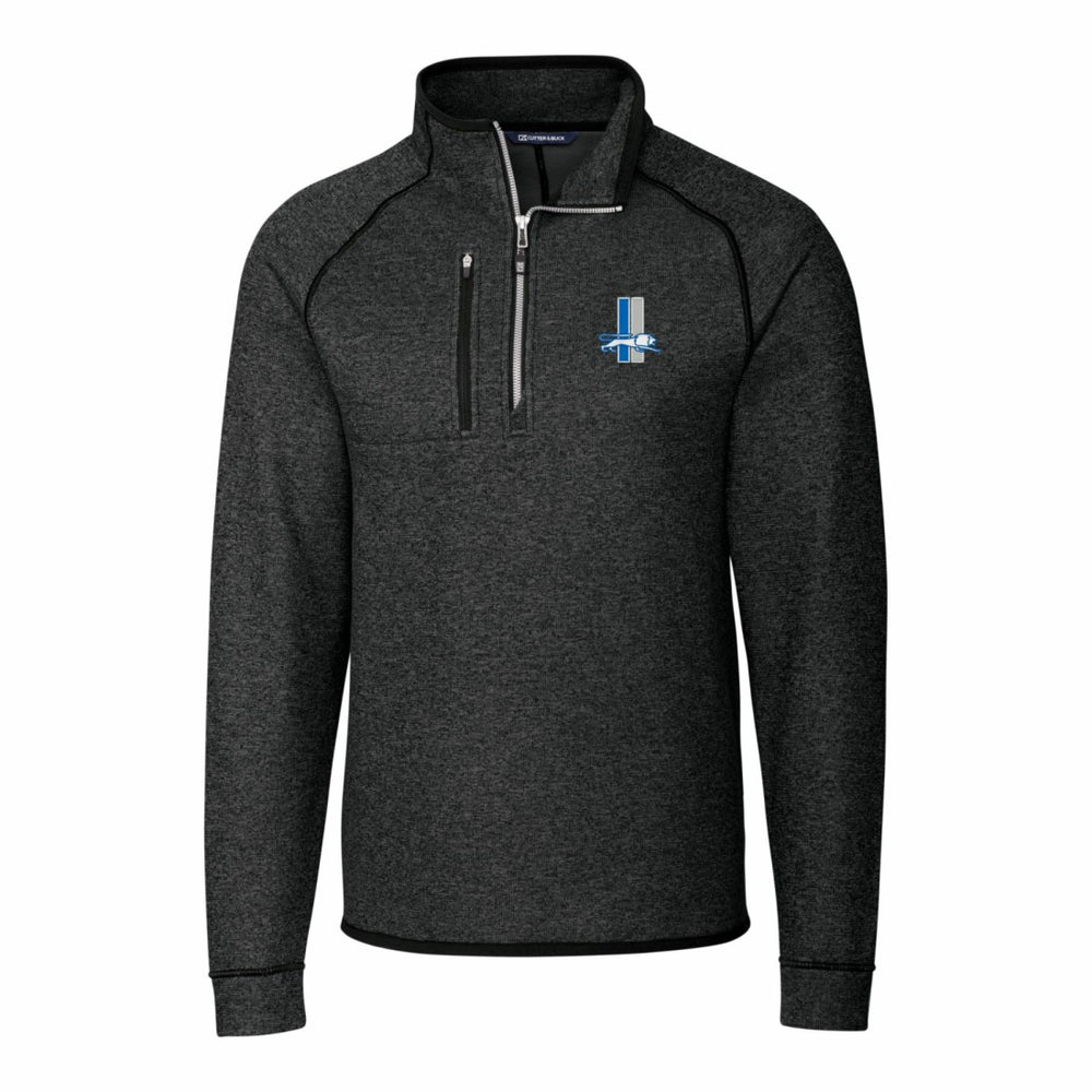 Detroit Lions Cutter & Buck Throwback Logo Mainsail Sweater-Knit Half-Zip Pullover Jacket - Heather Charcoal - NFL