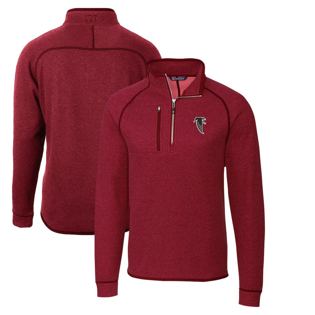 Atlanta Falcons Cutter & Buck Mainsail Sweater-Knit Half-Zip Pullover Jacket - Red - NFL