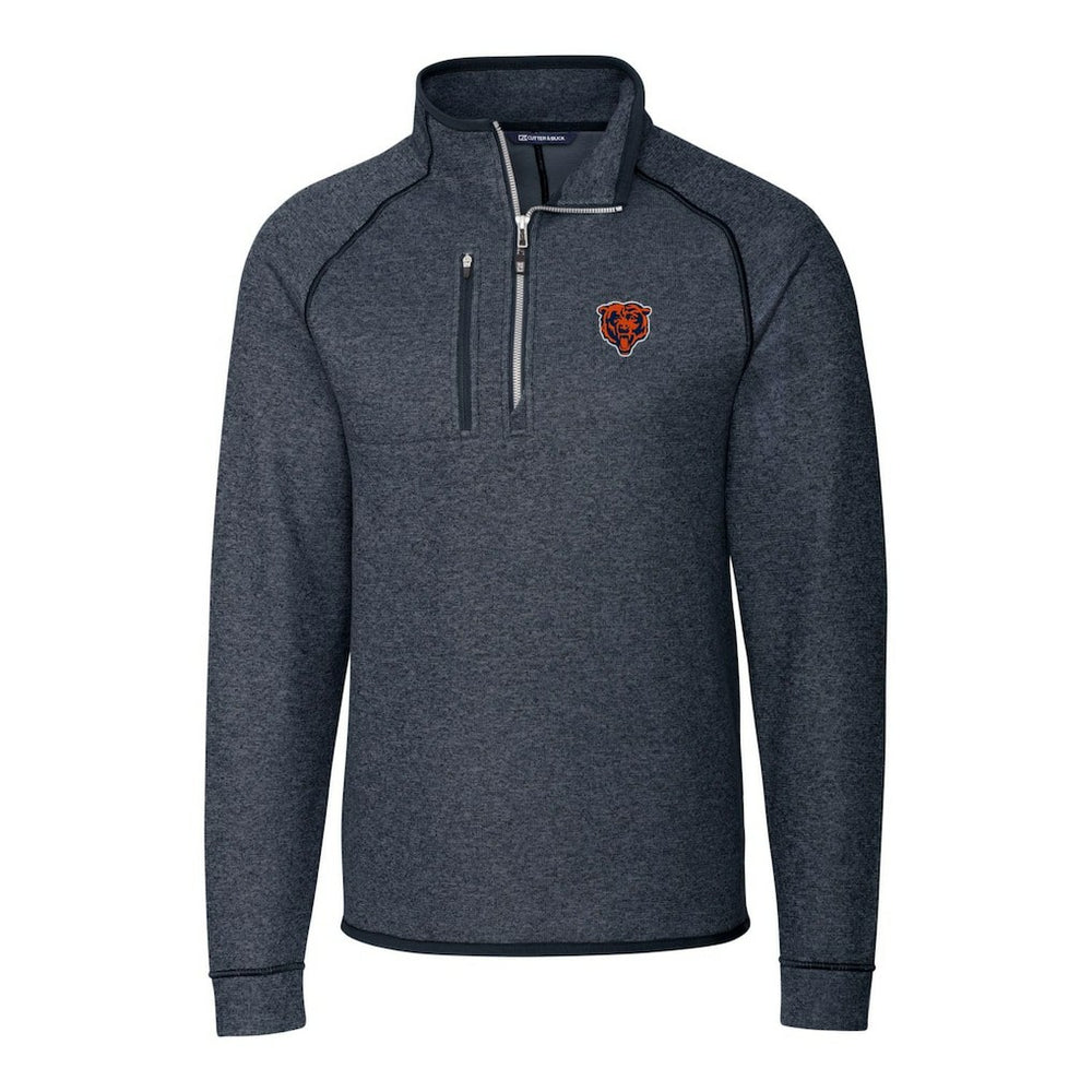 Chicago Bears Cutter & Buck Throwback Logo Mainsail Sweater-Knit Half-Zip Pullover Jacket - Heather Navy - NFL