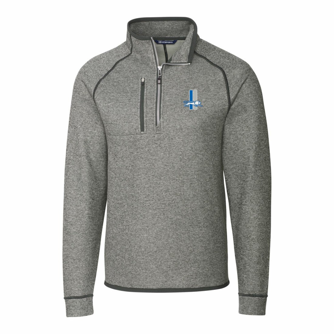 Detroit Lions Cutter & Buck Throwback Logo Mainsail Sweater-Knit Half-Zip Pullover Jacket - Heather Gray - NFL