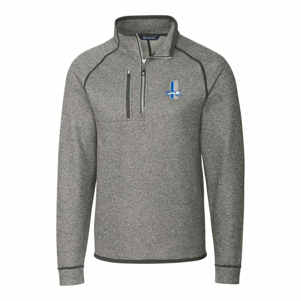 Detroit Lions Cutter & Buck Throwback Logo Mainsail Sweater-Knit Half-Zip Pullover Jacket - Heather Gray - NFL