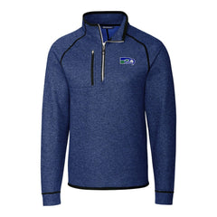 Seattle Seahawks Cutter & Buck Throwback Logo Mainsail Sweater-Knit Half-Zip Pullover Jacket - Heather Royal - NFL