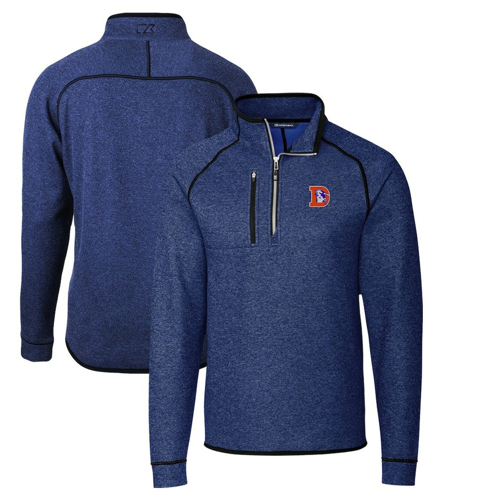 Denver Broncos Cutter & Buck Throwback Logo Mainsail Sweater-Knit Half-Zip Pullover Jacket - Heather Royal - NFL