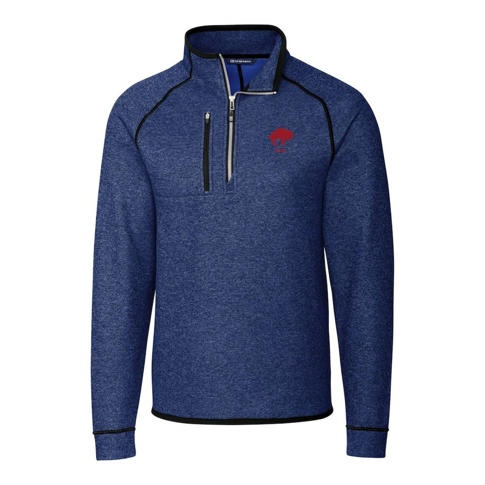 Buffalo Bills Cutter & Buck Throwback Logo Mainsail Sweater-Knit Half-Zip Pullover Jacket - Heather Royal - NFL