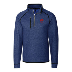 Buffalo Bills Cutter & Buck Throwback Logo Mainsail Sweater-Knit Half-Zip Pullover Jacket - Heather Royal - NFL