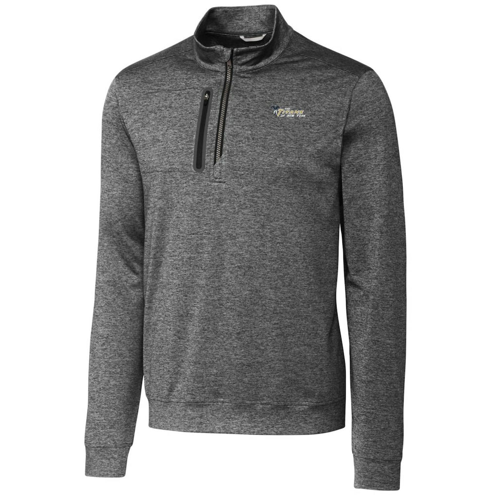 New York Jets Cutter & Buck Stealth Heathered Throwback Logo Quarter-Zip Pullover Top - Steel - NFL