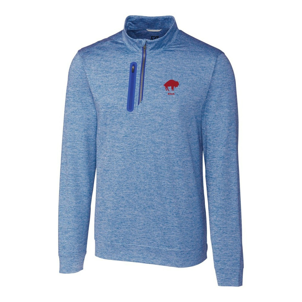 Buffalo Bills Cutter & Buck Stealth Heathered Throwback Logo Quarter-Zip Pullover Top - Royal - NFL