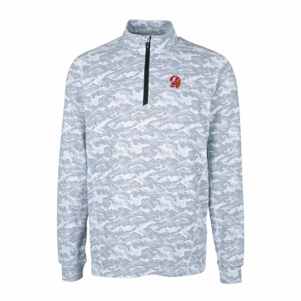 Tampa Bay Buccaneers Cutter & Buck Throwback Logo Traverse Camo Print Stretch Quarter-Zip Pullover Top - Charcoal - NFL