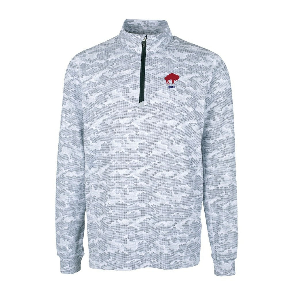 Buffalo Bills Cutter & Buck Throwback Logo Traverse Camo Print Stretch Quarter-Zip Pullover Top - Charcoal - NFL