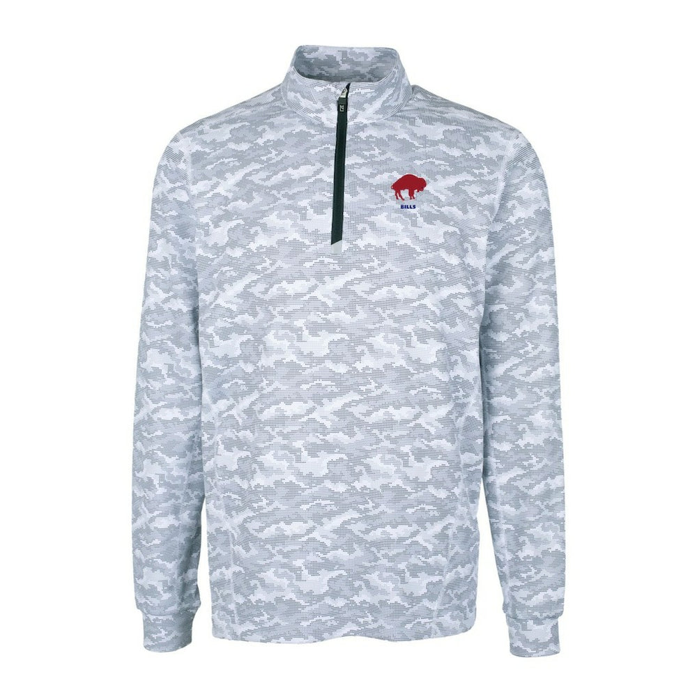 Buffalo Bills Cutter & Buck Throwback Logo Traverse Camo Print Stretch Quarter-Zip Pullover Top - Charcoal - NFL
