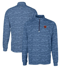 Chicago Bears Cutter & Buck Throwback Logo Traverse Camo Print Stretch Quarter-Zip Pullover Top - Navy - NFL