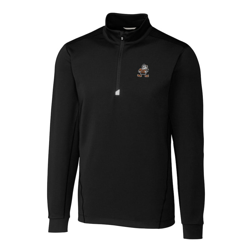 Cleveland Browns Cutter & Buck Throwback Logo Traverse Stretch Quarter-Zip Pullover Top - Black - NFL