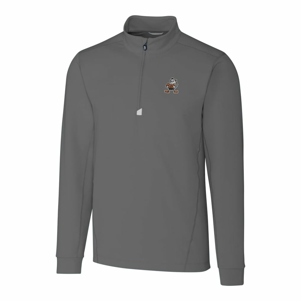 Cleveland Browns Cutter & Buck Throwback Logo Traverse Stretch Quarter-Zip Pullover Top - Steel - NFL