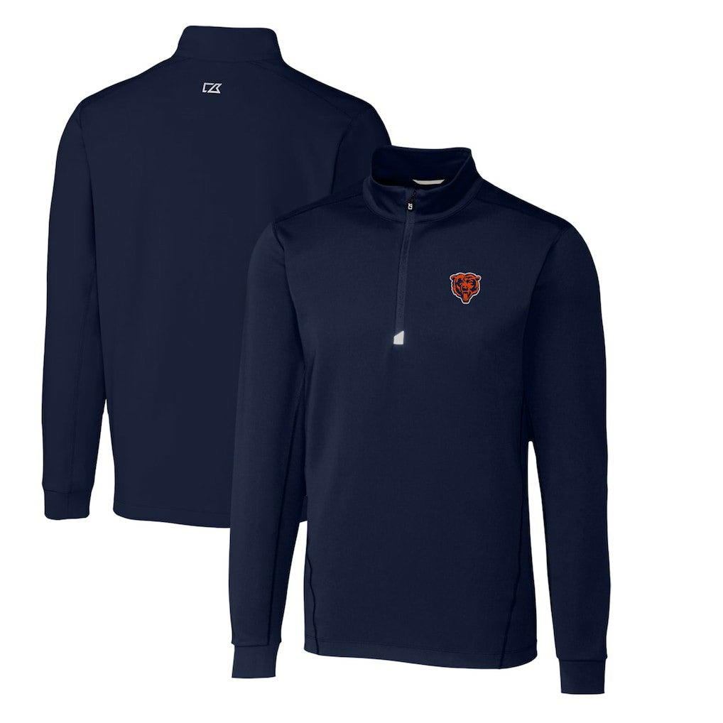 Chicago Bears Cutter & Buck Throwback Logo Traverse Stretch Quarter-Zip Pullover Top - Navy - NFL