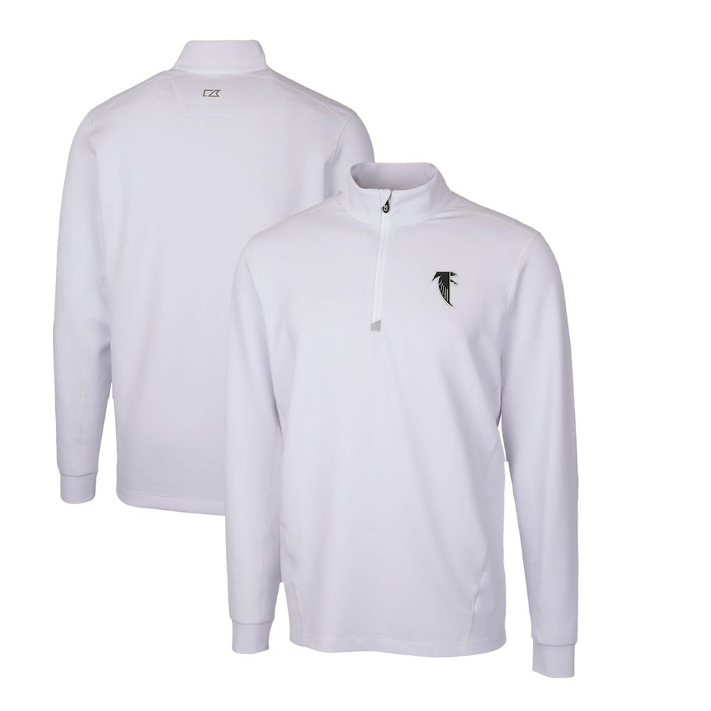 Atlanta Falcons Cutter & Buck Throwback Logo Traverse Stretch Quarter-Zip Pullover Top - White - NFL
