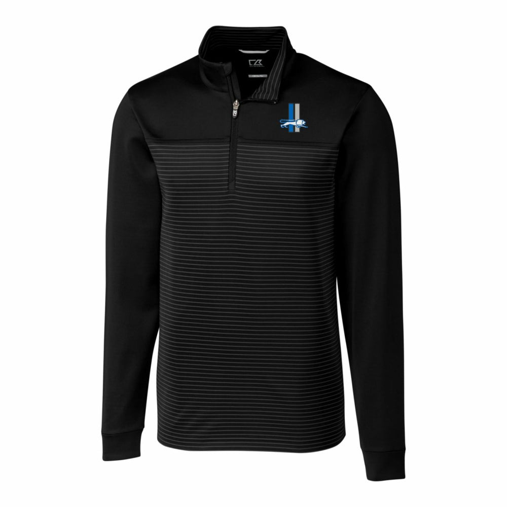 Detroit Lions Cutter & Buck Throwback Logo Traverse Stripe Stretch Quarter-Zip Pullover Top - Black - NFL