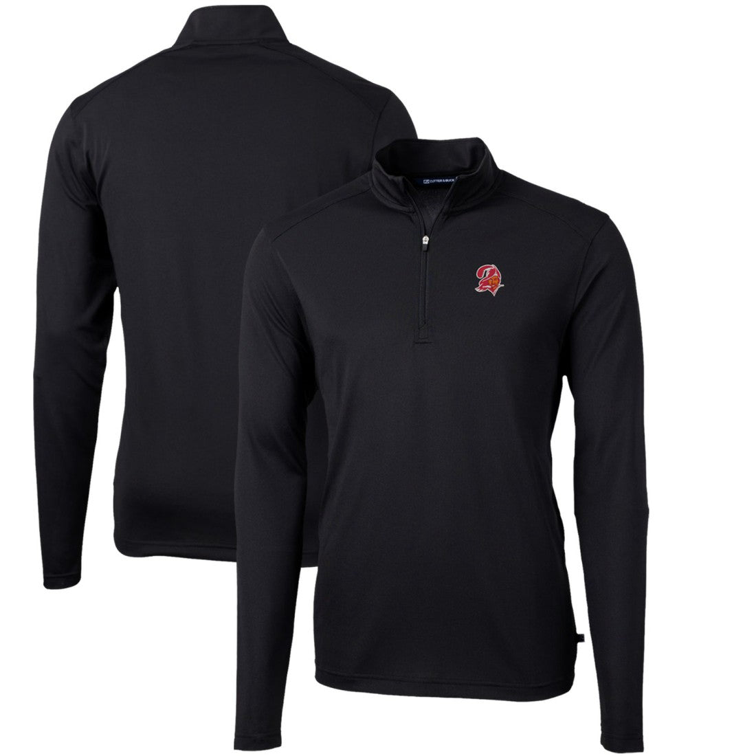 Tampa Bay Buccaneers Cutter & Buck Throwback Logo Virtue Eco Pique Recycled Quarter-Zip Pullover Top - Black - NFL