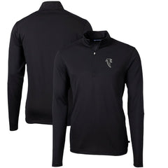 Atlanta Falcons Cutter & Buck Throwback Logo Virtue Eco Pique Recycled Quarter-Zip Pullover Top - Black - NFL