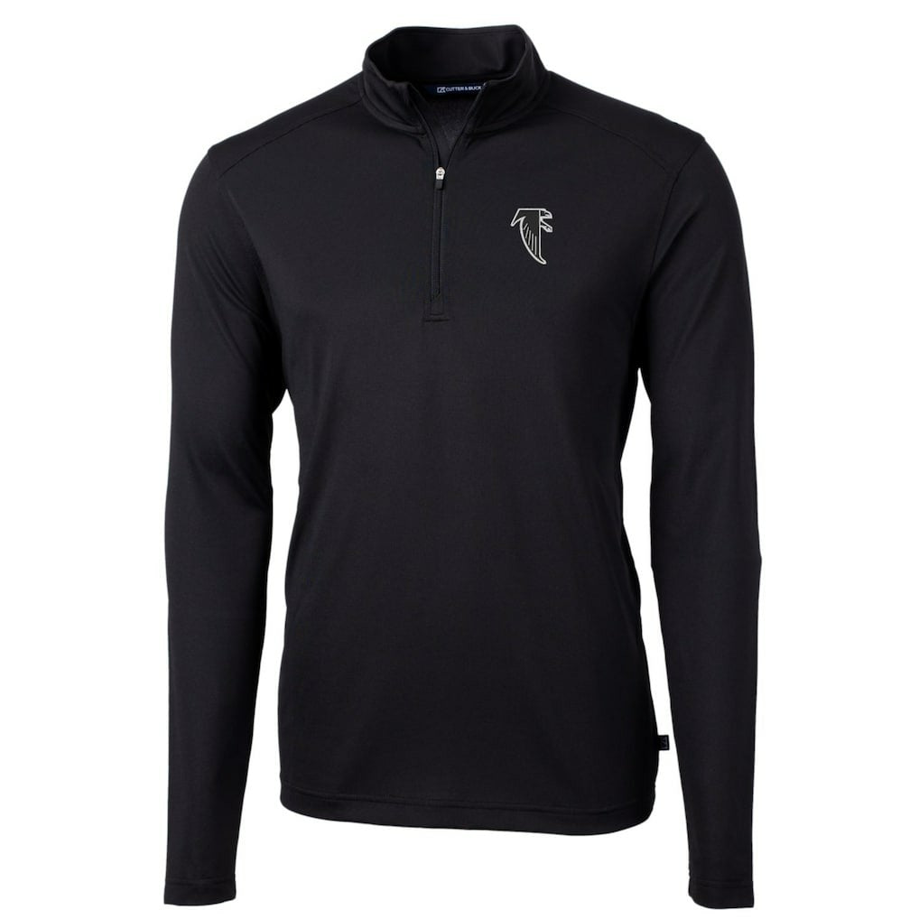 Atlanta Falcons Cutter & Buck Throwback Logo Virtue Eco Pique Recycled Quarter-Zip Pullover Top - Black - NFL