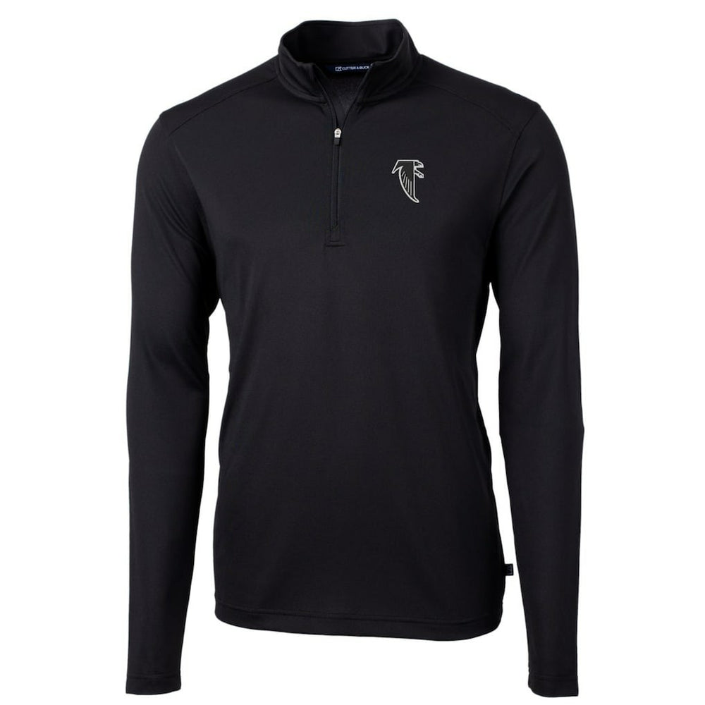 Atlanta Falcons Cutter & Buck Throwback Logo Virtue Eco Pique Recycled Quarter-Zip Pullover Top - Black - NFL