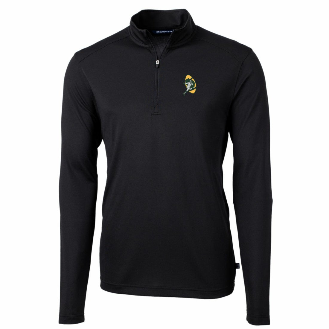 Green Bay Packers Cutter & Buck Throwback Logo Virtue Eco Pique Recycled Quarter-Zip Pullover Top - Black - NFL