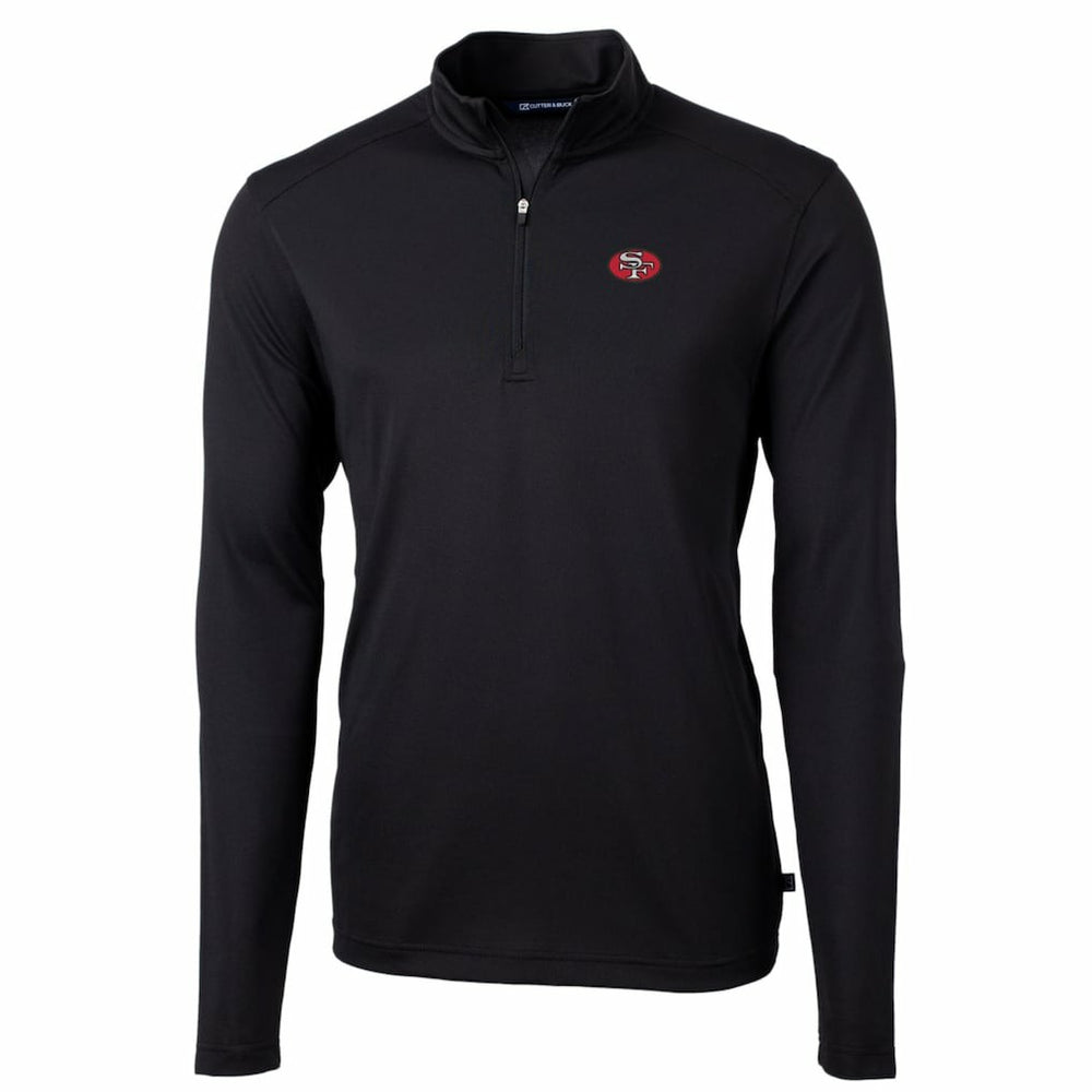 San Francisco 49ers Cutter & Buck Throwback Logo Virtue Eco Pique Recycled Quarter-Zip Pullover Top - Black - NFL