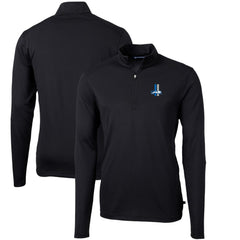 Detroit Lions Cutter & Buck Throwback Logo Virtue Eco Pique Recycled Quarter-Zip Pullover Top - Black - NFL