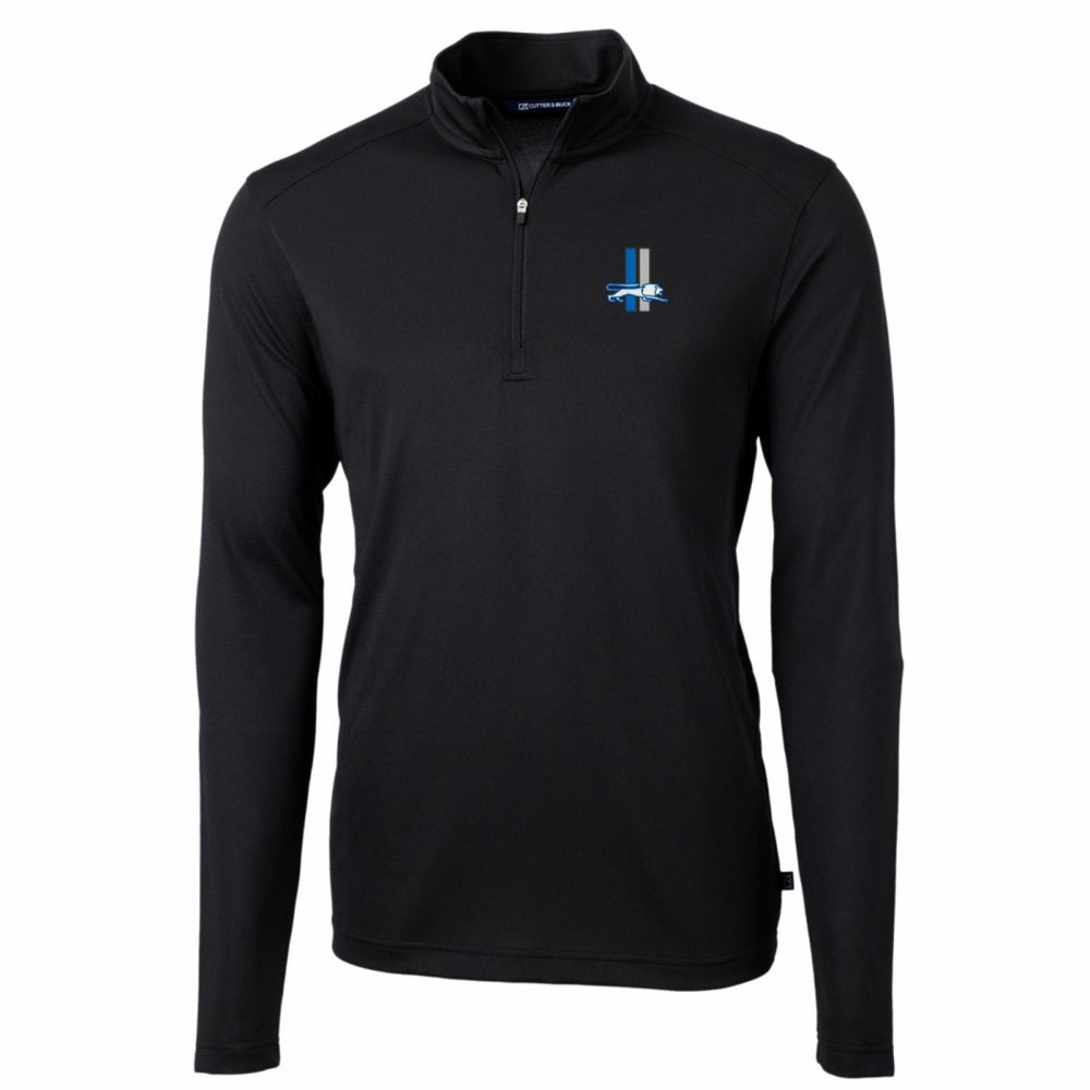 Detroit Lions Cutter & Buck Throwback Logo Virtue Eco Pique Recycled Quarter-Zip Pullover Top - Black - NFL