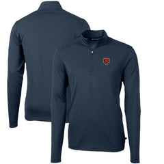 Chicago Bears Cutter & Buck Throwback Logo Virtue Eco Pique Recycled Quarter-Zip Pullover Top - Navy - NFL