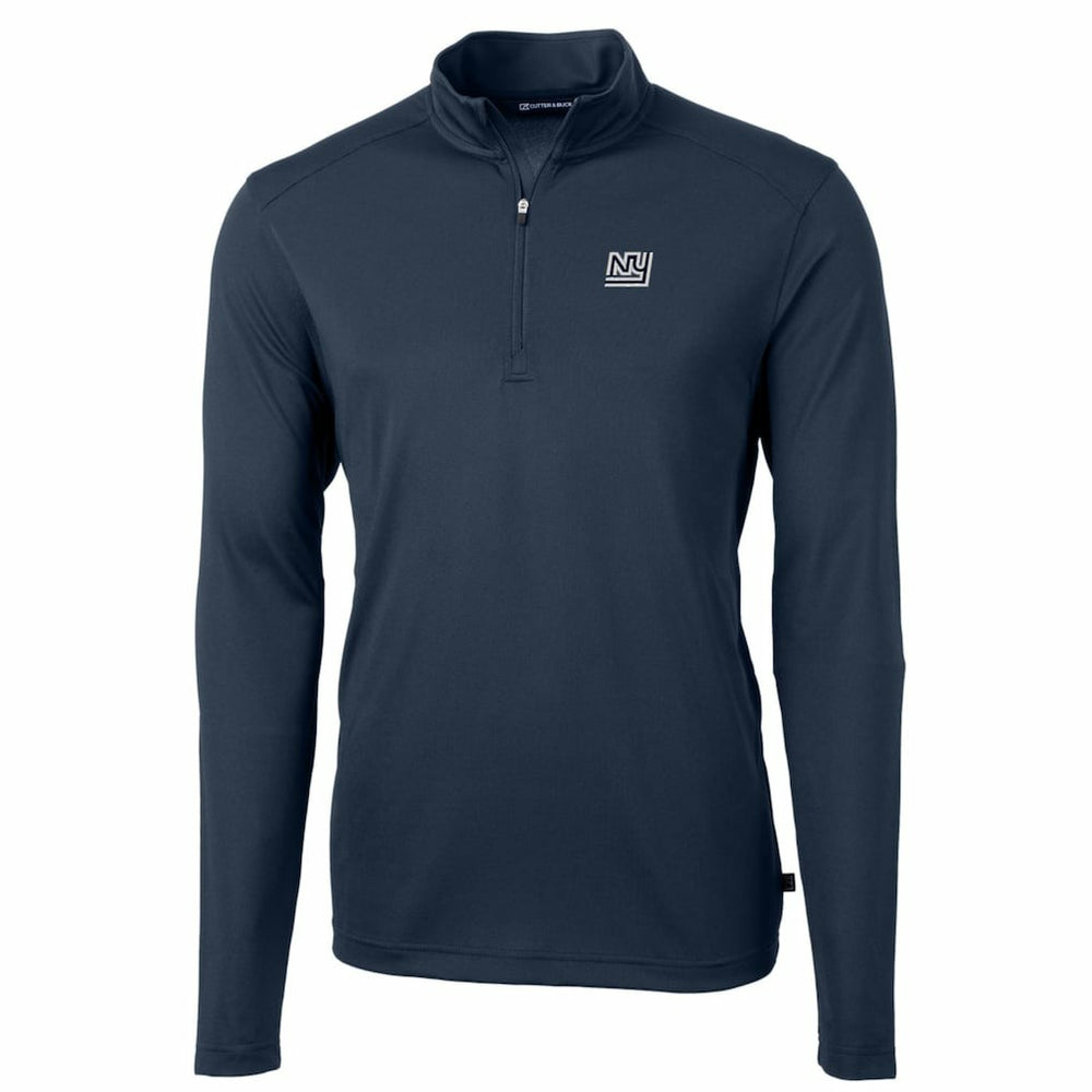 New York Giants Cutter & Buck Throwback Logo Virtue Eco Pique Recycled Quarter-Zip Pullover Top - Navy - NFL