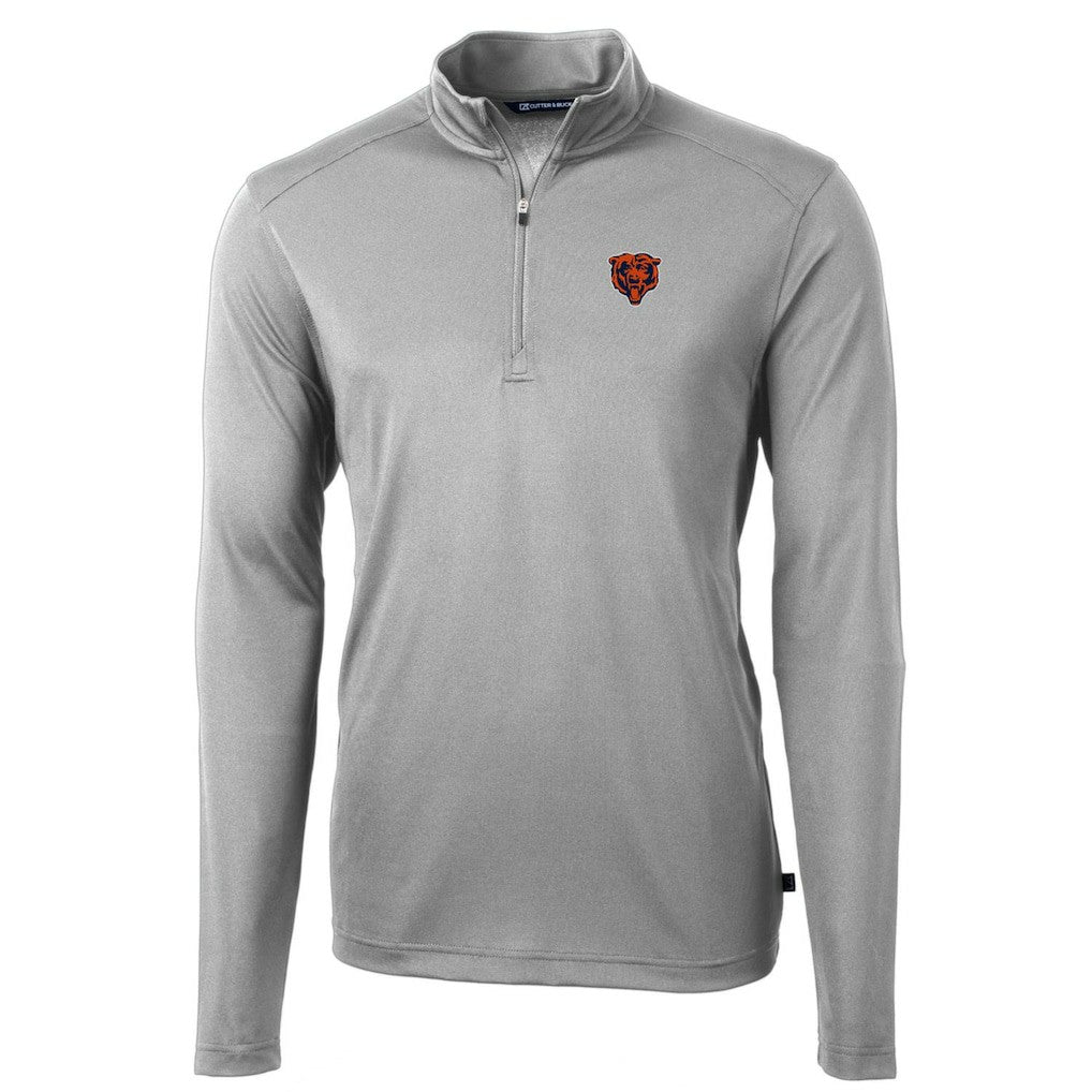Chicago Bears Cutter & Buck Throwback Logo Virtue Eco Pique Recycled Quarter-Zip Pullover Top - Gray - NFL