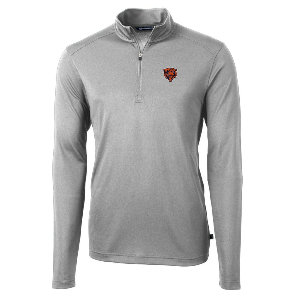 Chicago Bears Cutter & Buck Throwback Logo Virtue Eco Pique Recycled Quarter-Zip Pullover Top - Gray - NFL
