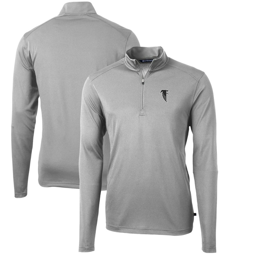 Atlanta Falcons Cutter & Buck Throwback Logo Virtue Eco Pique Recycled Quarter-Zip Pullover Top - Gray - NFL