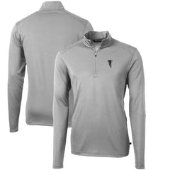 Atlanta Falcons Cutter & Buck Throwback Logo Virtue Eco Pique Recycled Quarter-Zip Pullover Top - Gray - NFL