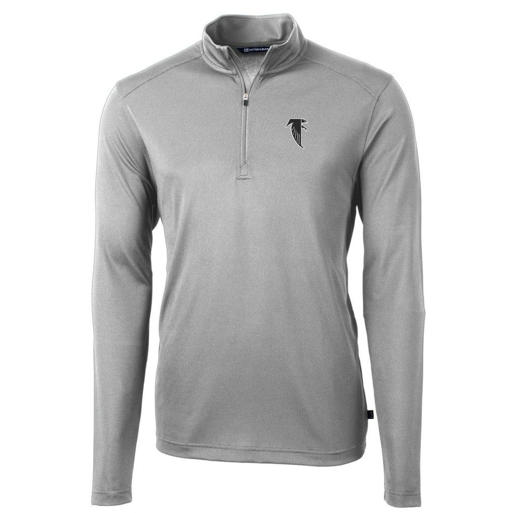 Atlanta Falcons Cutter & Buck Throwback Logo Virtue Eco Pique Recycled Quarter-Zip Pullover Top - Gray - NFL