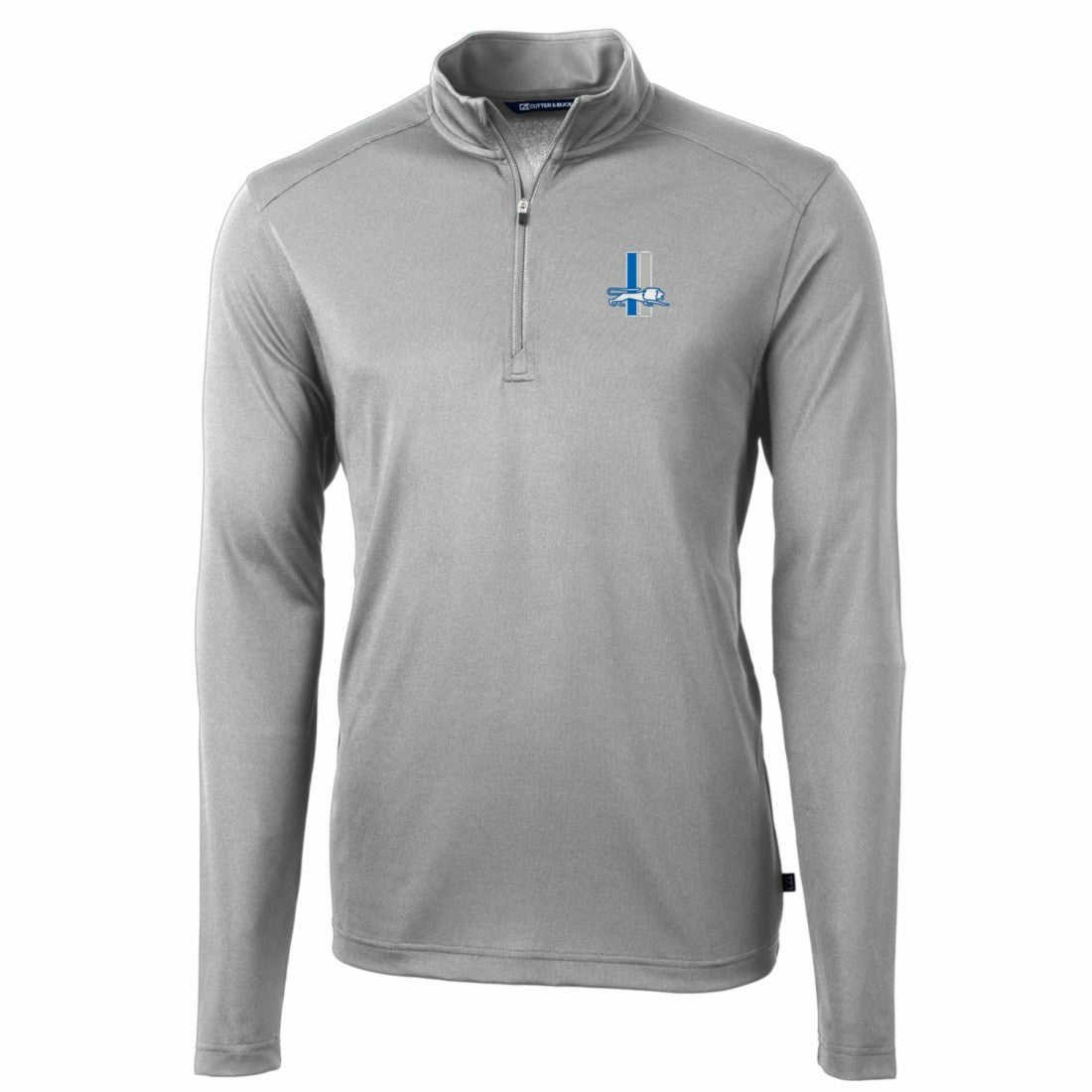 Detroit Lions Cutter & Buck Throwback Logo Virtue Eco Pique Recycled Quarter-Zip Pullover Top - Gray - NFL