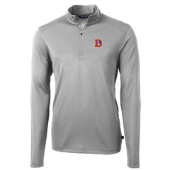 Denver Broncos Cutter & Buck Throwback Logo Virtue Eco Pique Recycled Quarter-Zip Pullover Top - Gray - NFL