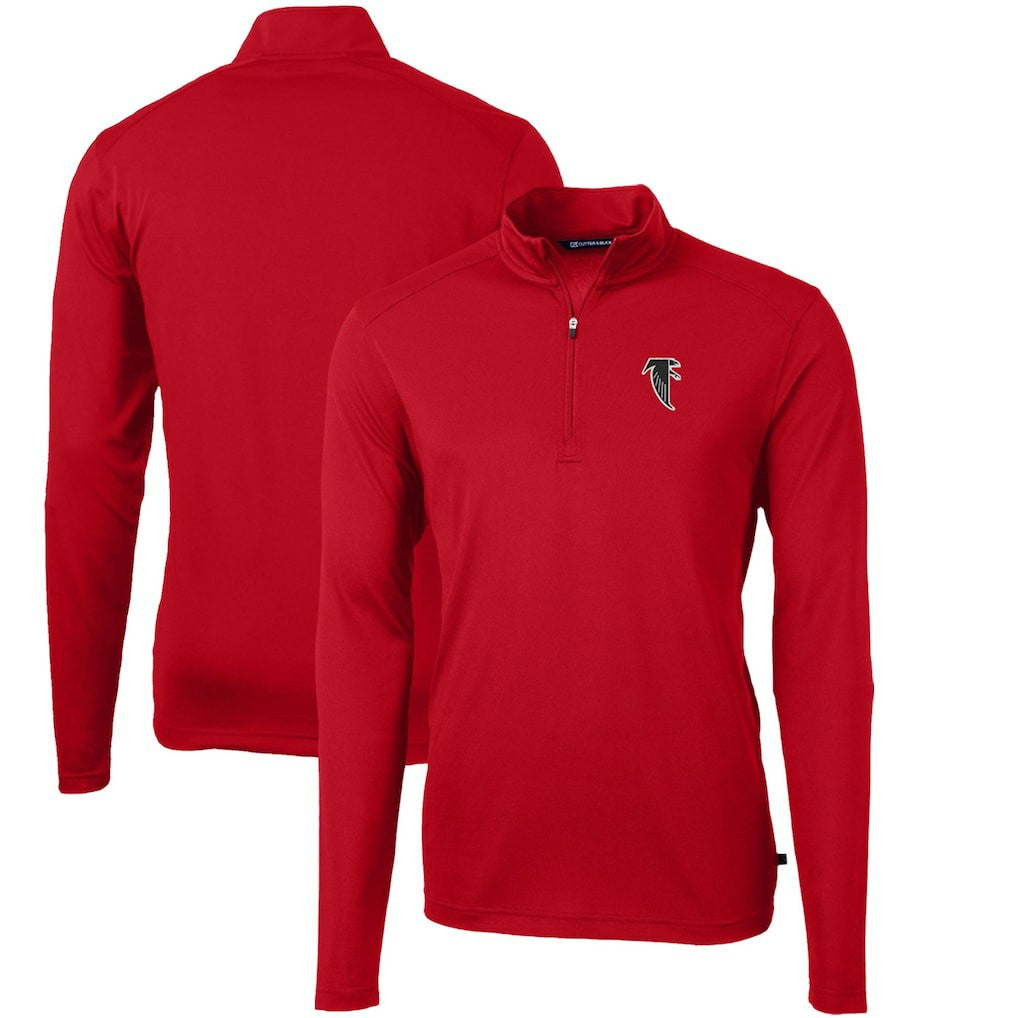 Atlanta Falcons Cutter & Buck Throwback Logo Virtue Eco Pique Recycled Quarter-Zip Pullover Top - Red - NFL