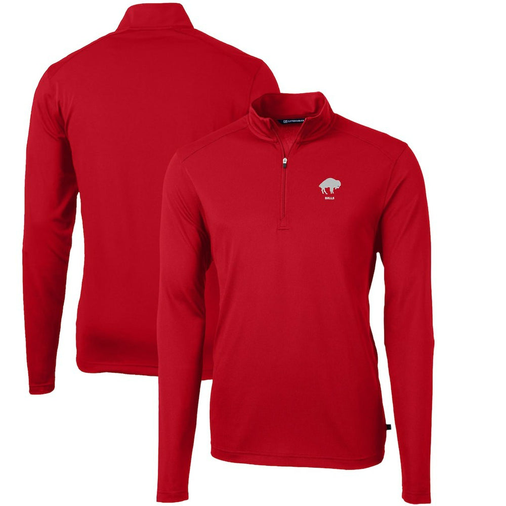 Buffalo Bills Cutter & Buck Throwback Logo Virtue Eco Pique Recycled Quarter-Zip Pullover Top - Red - NFL