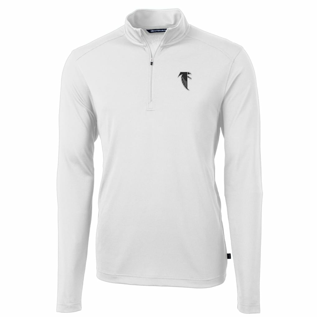 Atlanta Falcons Cutter & Buck Throwback Logo Virtue Eco Pique Recycled Quarter-Zip Pullover Top - White - NFL