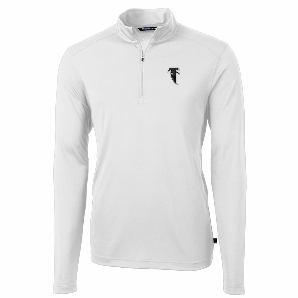 Atlanta Falcons Cutter & Buck Throwback Logo Virtue Eco Pique Recycled Quarter-Zip Pullover Top - White - NFL