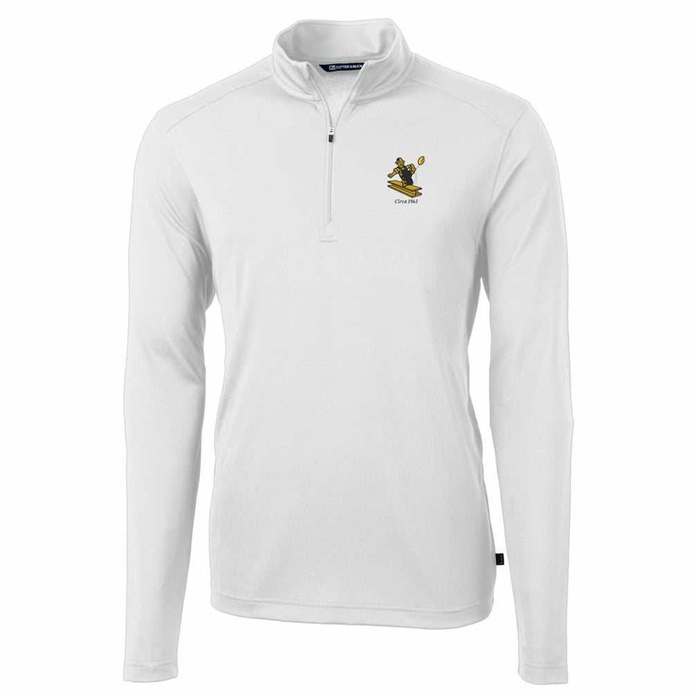 Pittsburgh Steelers Cutter & Buck Throwback Logo Virtue Eco Pique Recycled Quarter-Zip Pullover Top - White - NFL