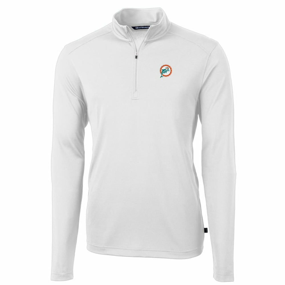 Miami Dolphins Cutter & Buck Throwback Logo Virtue Eco Pique Recycled Quarter-Zip Pullover Top - White - NFL