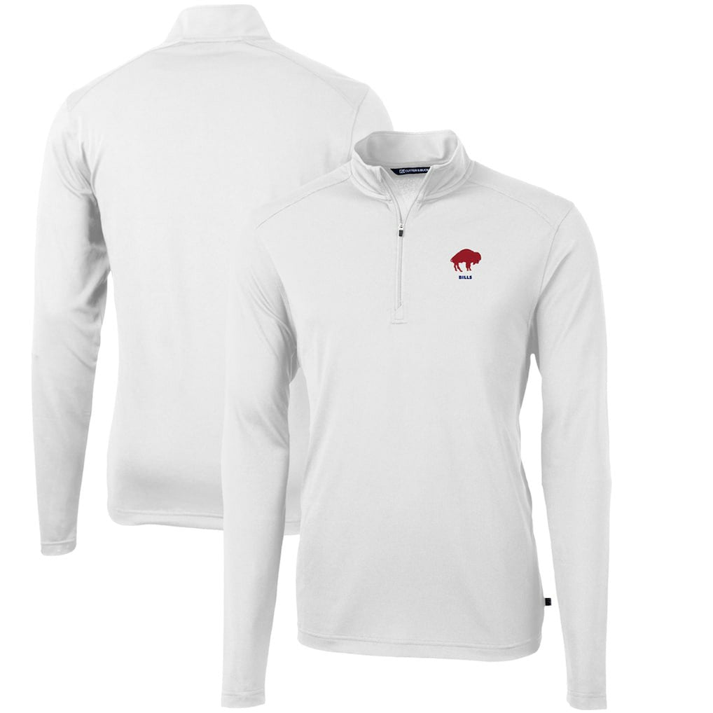 Buffalo Bills Cutter & Buck Throwback Logo Virtue Eco Pique Recycled Quarter-Zip Pullover Top - White - NFL