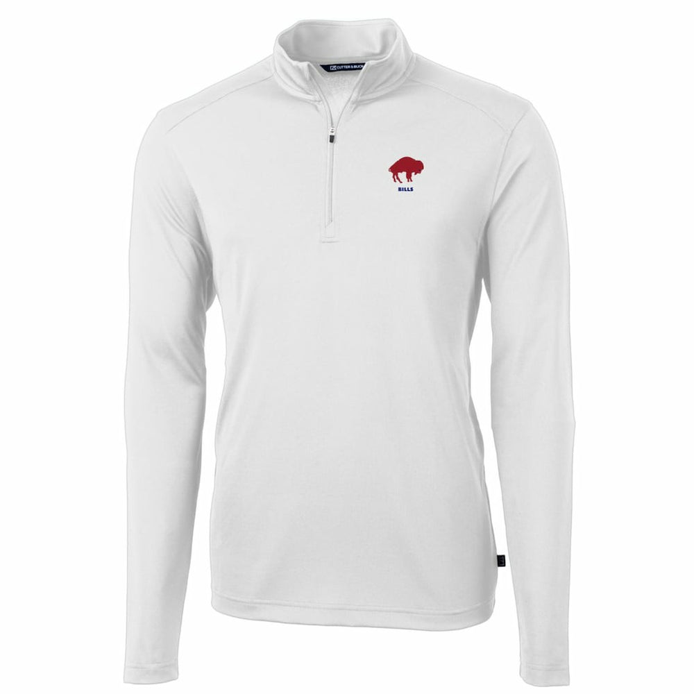 Buffalo Bills Cutter & Buck Throwback Logo Virtue Eco Pique Recycled Quarter-Zip Pullover Top - White - NFL