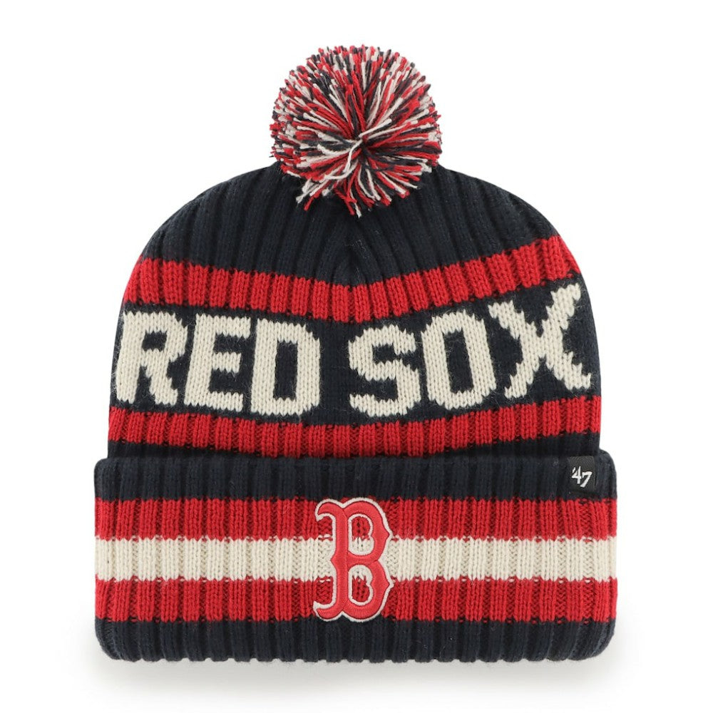 Boston Red Sox '47 Primary Team Logo Bering Pom Top Cuff Knit Hat – Navy Discount