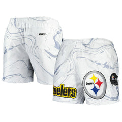 Pittsburgh Steelers Pro Standard Allover Marble Print Shorts - White - NFL